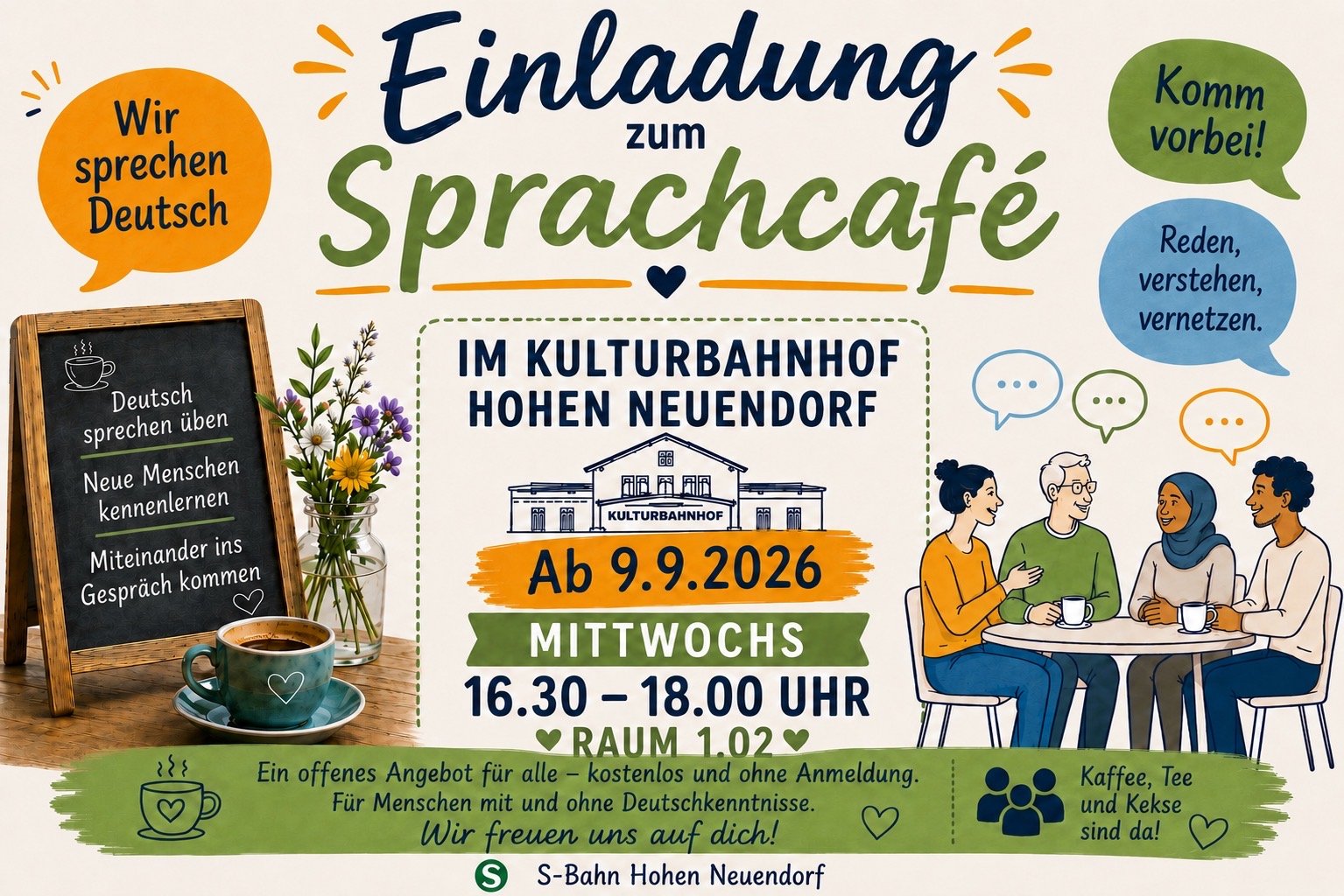 Einladung zum Sprachcafé Kulturbahnhof